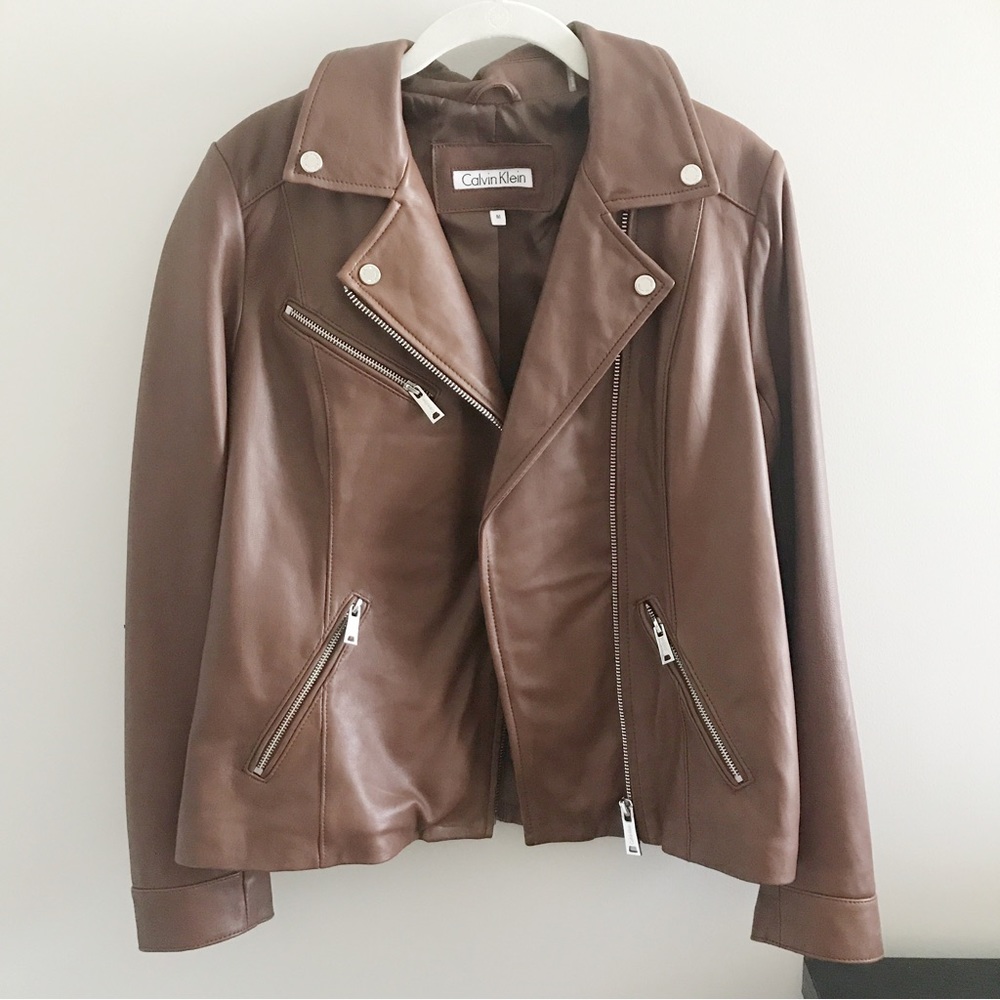 Calvin Klein Genuine Leather Jacket Sz Medium